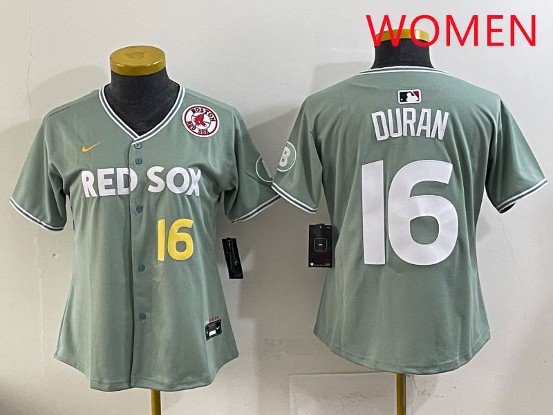 Women 2025 Boston Red Sox 16 Duran Light Green Joint Name Nike MLB Jersey style 6